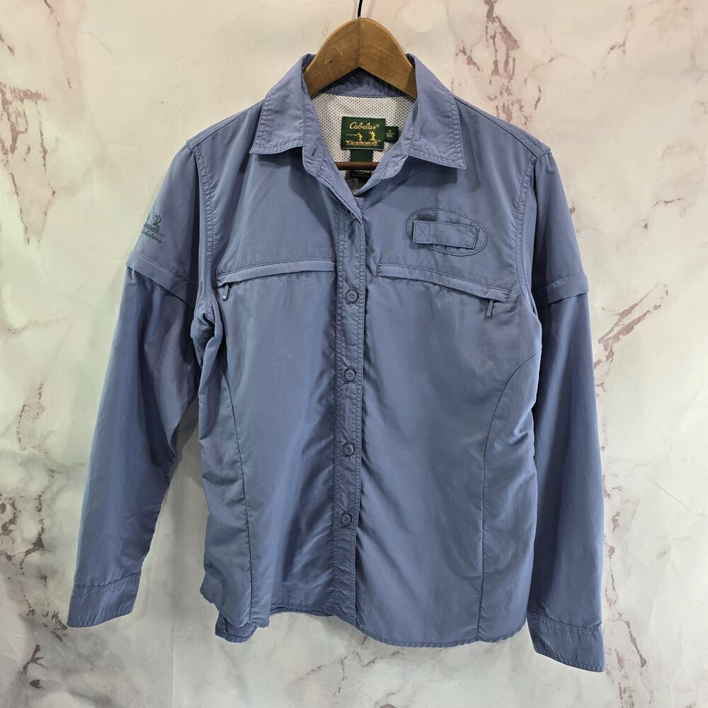 Cabelas Shirt Women Small Button Ripstop Nylon Long Zip Off Convertible Vtg